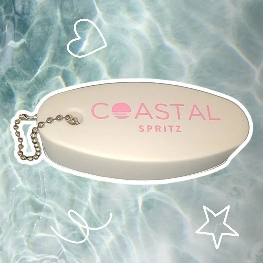 Coastal Spritz Wine In A‎ Can Promotional Floating Boat Keychain Foam White Pink